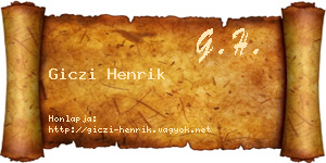 Giczi Henrik névjegykártya